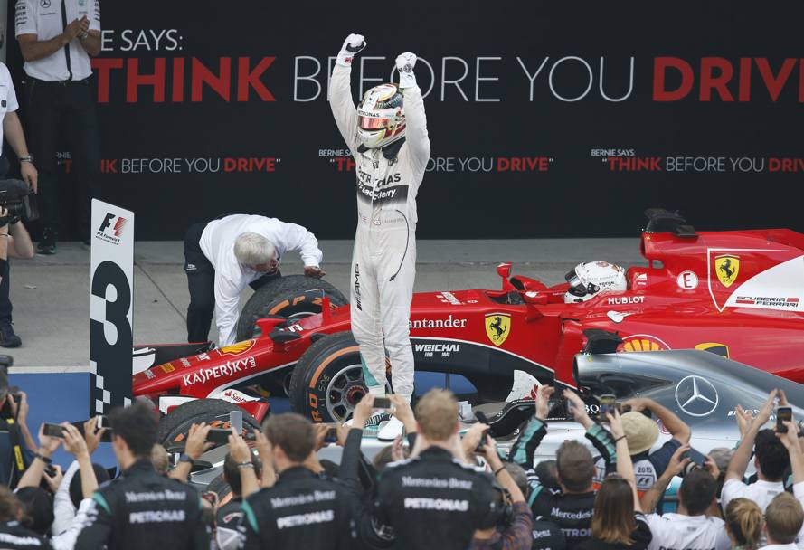 La gioia di Lewis per il 41 successo della carriera. Reuters